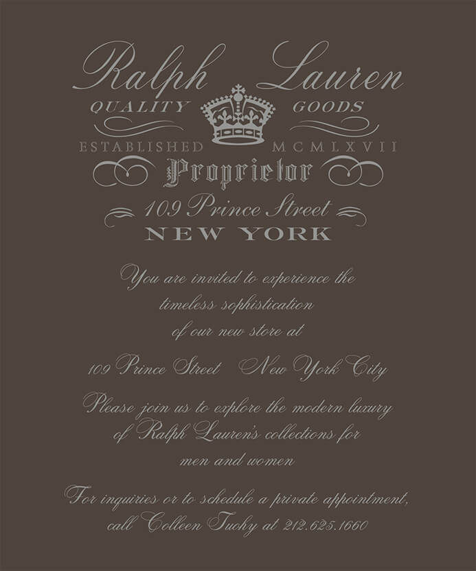 RL Prince Street Store Opening Invitation